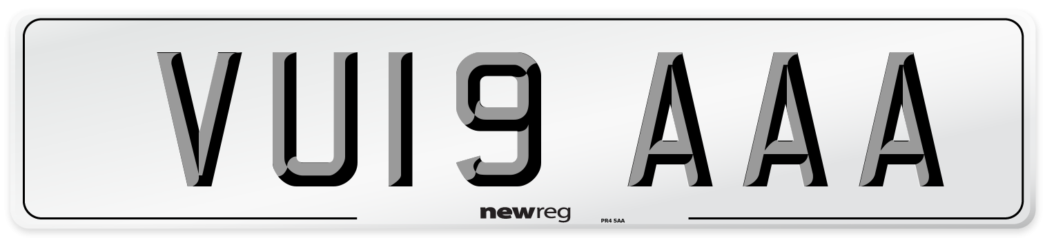 VU19 AAA Number Plate from New Reg